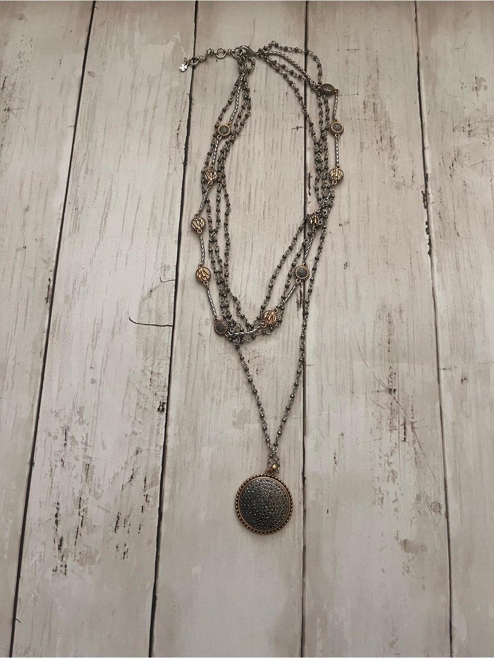 Lucky Brand Two-Tone Layered Pendant Necklace in Silver and Gold